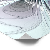 Elegance Modern Blue Grey White Fractal Art Flower Poster (Hoek)