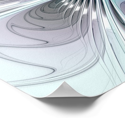 Elegance Modern Blue Grey White Fractal Art Flower Poster (Hoek)