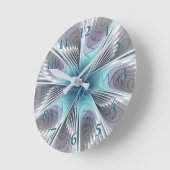 Elegance Modern Blue Grey White Fractal Art Flower Ronde Klok (Hoek)