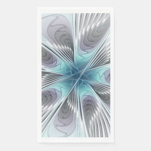 Elegance Modern Blue Grey White Fractal Art Flower Servet (Voorkant)