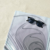 Elegance Modern Blue Grey White Fractal Art Flower Strandlaken (In situ)