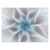 Elegance Modern Blue Grey White Fractal Art Flower Tafelkleed (Voorkant (Horizontaal))