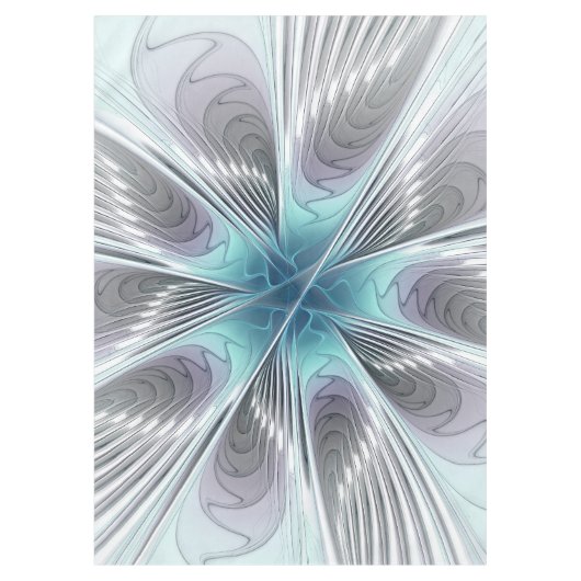Elegance Modern Blue Grey White Fractal Art Flower Tafelkleed (Voorkant)