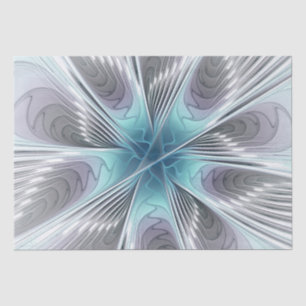 Elegance Modern Blue Grey White Fractal Art Flower Tissuepapier