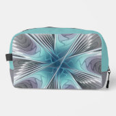 Elegance Modern Blue Grey White Fractal Art Flower Toilettasje (Voorkant)