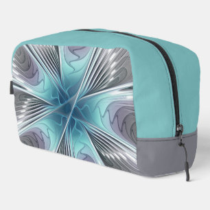 Elegance Modern Blue Grey White Fractal Art Flower Toilettasje