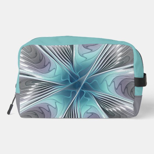 Elegance Modern Blue Grey White Fractal Art Flower Toilettasje (Achterkant)