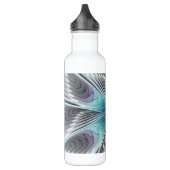 Elegance Modern Blue Grey White Fractal Art Flower Waterfles (Links)