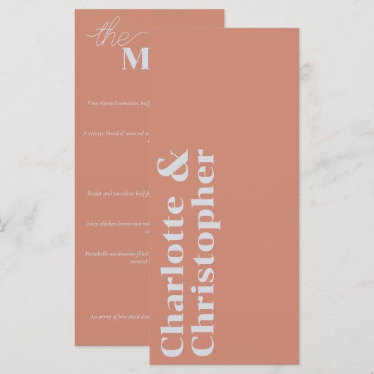 Elegance & Modern Flair Blush Pink Wedding Menu (Voorkant / Achterkant)