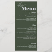Elegance & Modern Flair Dark Green Wedding Menu (Achterkant)