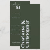 Elegance & Modern Flair Dark Green Wedding Menu (Voorkant / Achterkant)