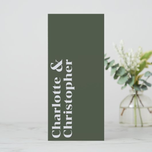 Elegance & Modern Flair Dark Green Wedding Menu (Staand voorkant)