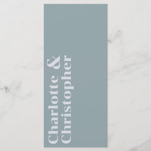 Elegance & Modern Flair Dusty Blue Wedding Menu (Voorkant)