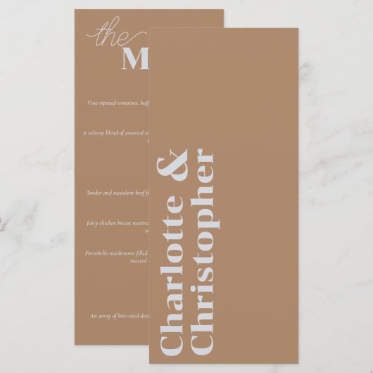 Elegance & Modern Flair Dusty Pink Wedding Menu (Voorkant / Achterkant)