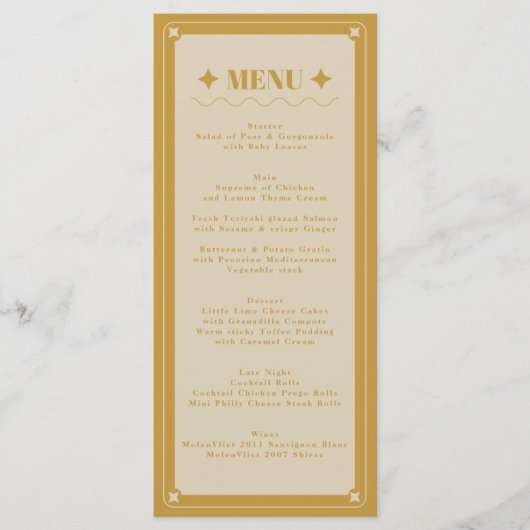 Elegance Modern Vintage Wedding Menu (Voorkant)