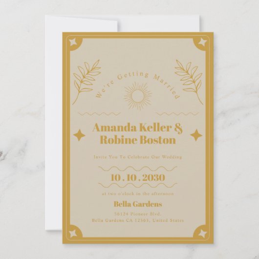 Elegance moderne vintage bruiloft kaart (Voorkant)