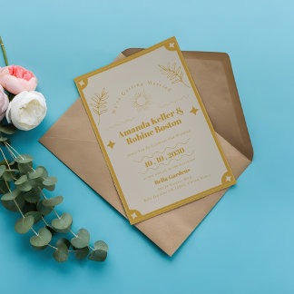 Elegance moderne vintage bruiloft kaart