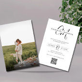 Elegance Monogram Foto QR Code Huwelijk Kaart