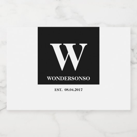 Elegance Monogram minimal Wedding Sparkling Wijnetiket (Enkel label)