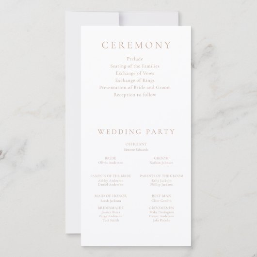  Elegance Neutraal Wedding Ceremony Programma (Achterkant)