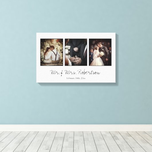 Elegance Newly weds Family and Wedding Stretch Canvas Afdruk (Insitu (Houten vloer))