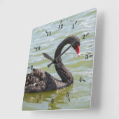 Elegance of Black Swan Vierkante Klok (Hoek)