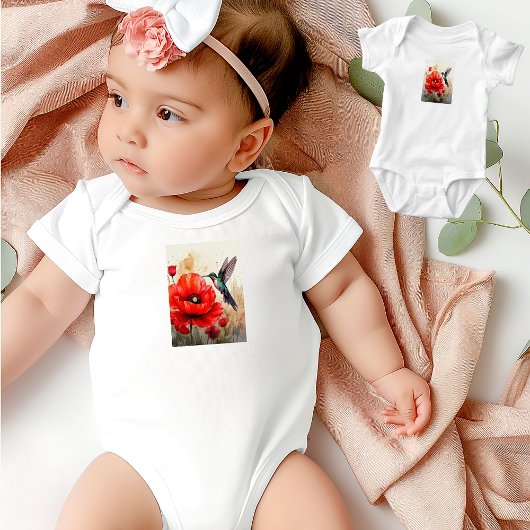 Elegance of Nature: Poppy and Hummingbird Harmony Romper