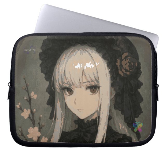 Elegance of the Midnight Blossom Maiden Laptop Sleeve (Voorkant)