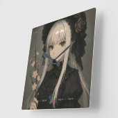 Elegance of the Midnight Blossom Maiden Premium Vierkante Klok (Hoek)