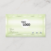 Elegance Pastel Groen met Diamonds en Logo Luxe Visitekaartje (Voorkant)