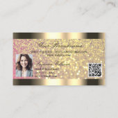 Elegance Pink Gold Glitter Logo Foto en QR Code Visitekaartje (Achterkant)