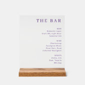 Elegance Purple Text Bar Menu Acryl Bord (Voorkant)
