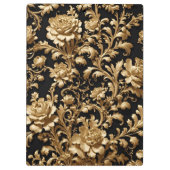 Elegance Reimagined: De Zwarte en Gouden Bloemen Klembord (Achterkant)