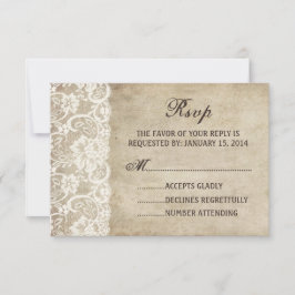  Elegance Ribbon op Lace Wedding RSVP-kaart RSVP Kaartje