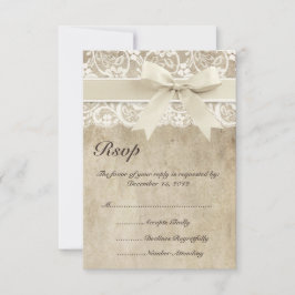  Elegance Ribbon op Lace Wedding RSVP-kaart RSVP Kaartje