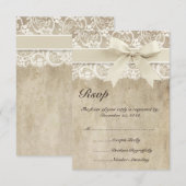  Elegance Ribbon op Lace Wedding RSVP-kaart RSVP Kaartje (Voorkant / Achterkant)
