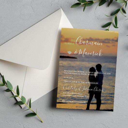 Elegance Romantische Overlay Fotobruiloft Kaart