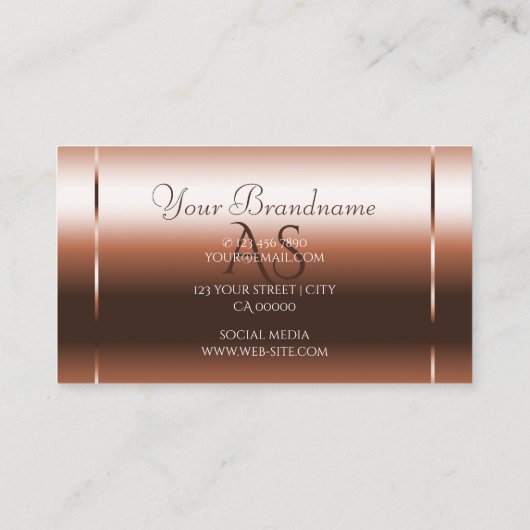 Elegance Roos Golden Sparkle Diamonds en Initialen Visitekaartje (Achterkant)