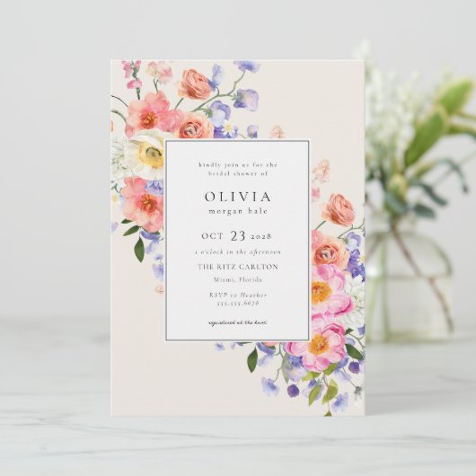 Elegance Roze Boho Bloemen Vrijgezellenfeest Kaart (Staand voorkant)