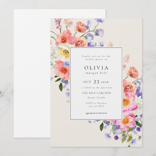 Elegance Roze Boho Bloemen Vrijgezellenfeest Kaart (Voorkant / Achterkant)