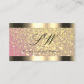 Elegance Roze Lila Gouden Glitter met Initialen Visitekaartje (Voorkant)