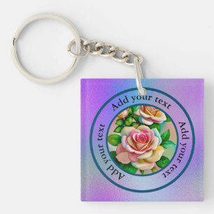 Elegance Rozen Roze en Geel Aquarel Pastel K Sleutelhanger