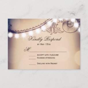  Elegance Rustic Lights Wedding RSVP-kaarten RSVP Kaartje