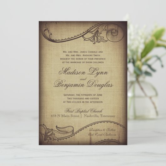  Elegance Rustic Wedding Invitations Kaart (Staand voorkant)