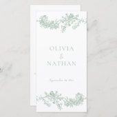 Elegance Sage Green Wedding Programma (Voorkant / Achterkant)