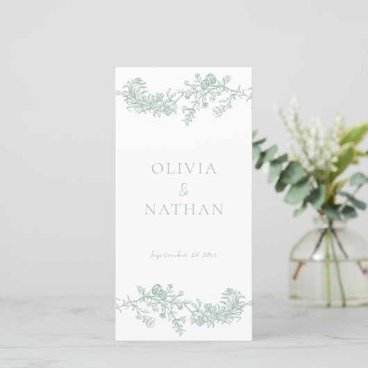  Elegance Sage Green Wedding Programma (Staand voorkant)