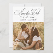 Elegance Script 2 Foto Bruiloft Save The Date (Voorkant)