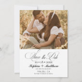 Elegance Script 2 Foto Bruiloft Save The Date (Achterkant)