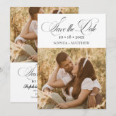 Elegance Script 2 Foto Bruiloft Save The Date (Voorkant / Achterkant)