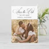 Elegance Script 2 Photo Wedding Save The Date (Staand voorkant)